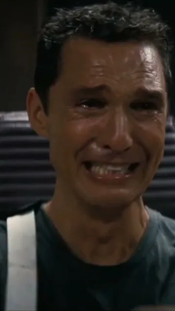 A short of Matthew McConaughey crying in Interstellar
